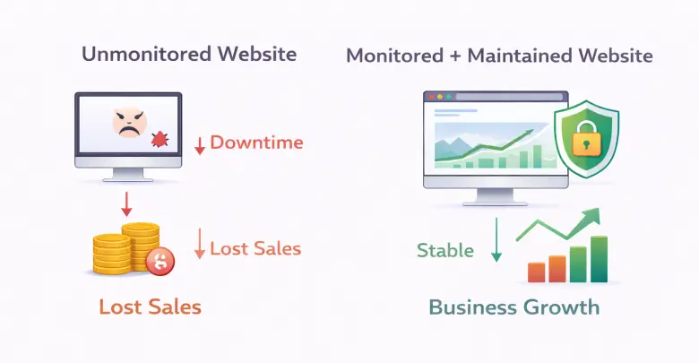 Unmonitored vs monitored website outcomes