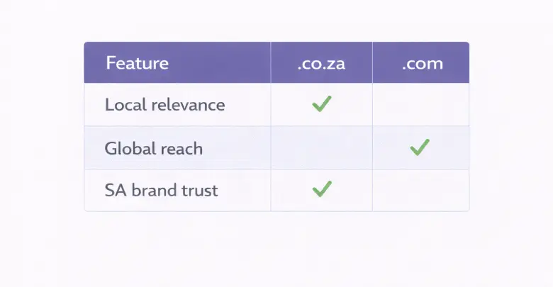 .co.za vs .com comparison table