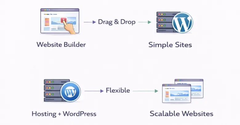 Website builder vs hosting with WordPress