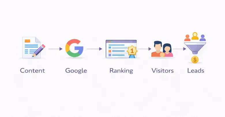 Seo process stages visualised in diagram