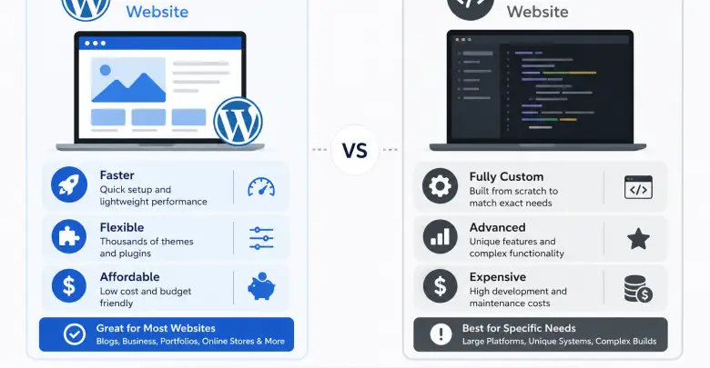 WordPress vs custom websites comparison